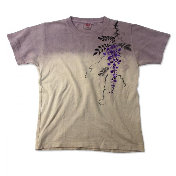 母の日の贈り物|ヘンプコットン手描きTシャツ（半袖）【藤紫に藤】 草木染め